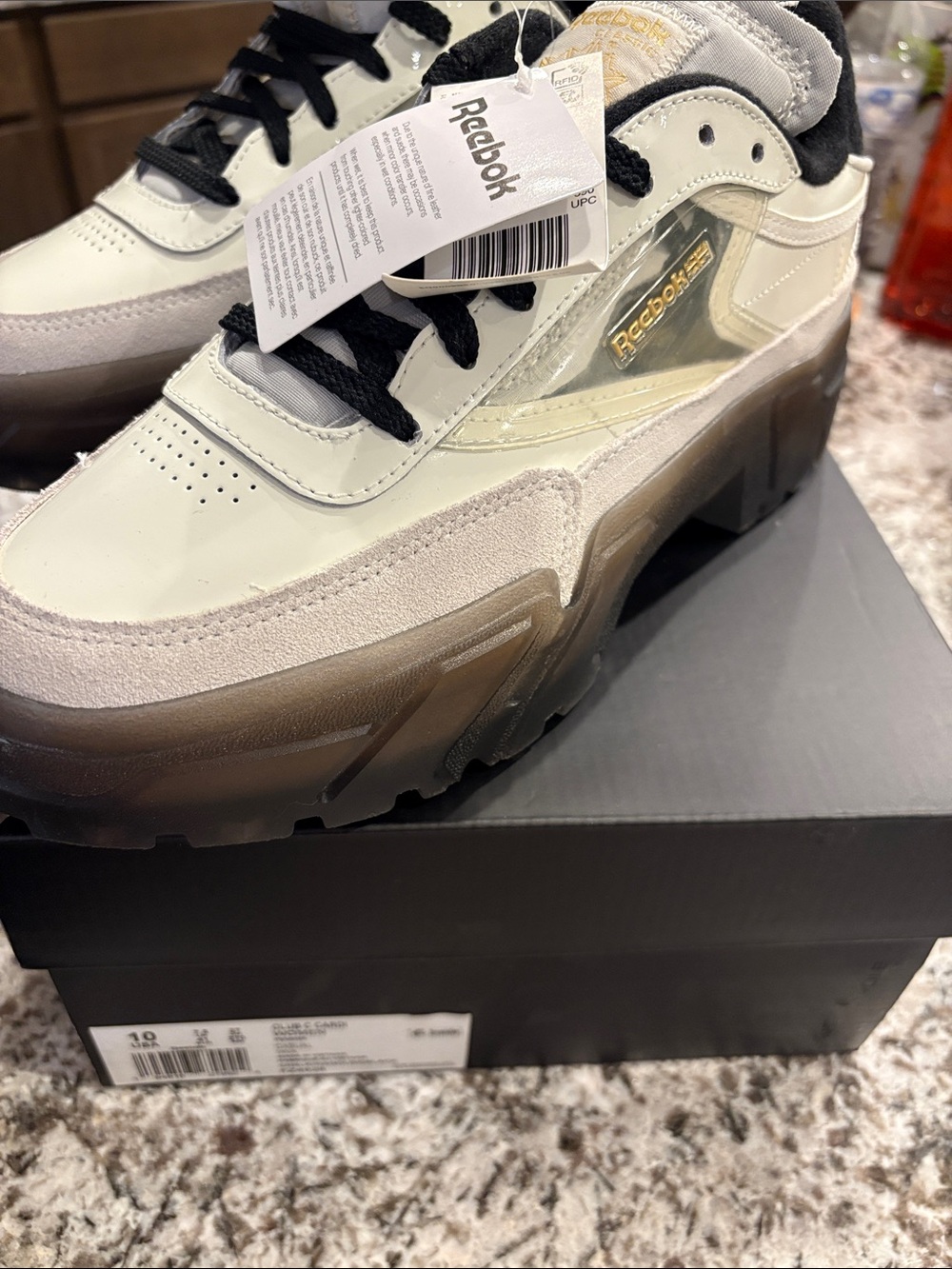 Reebok Women’s Cream White and Black Athletic Sneakers - Picture 3 of 8